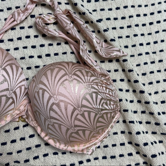 Victorias Secret halter metallic bikini swim top ultimate push up pink sz 34DD - Picture 3 of 6